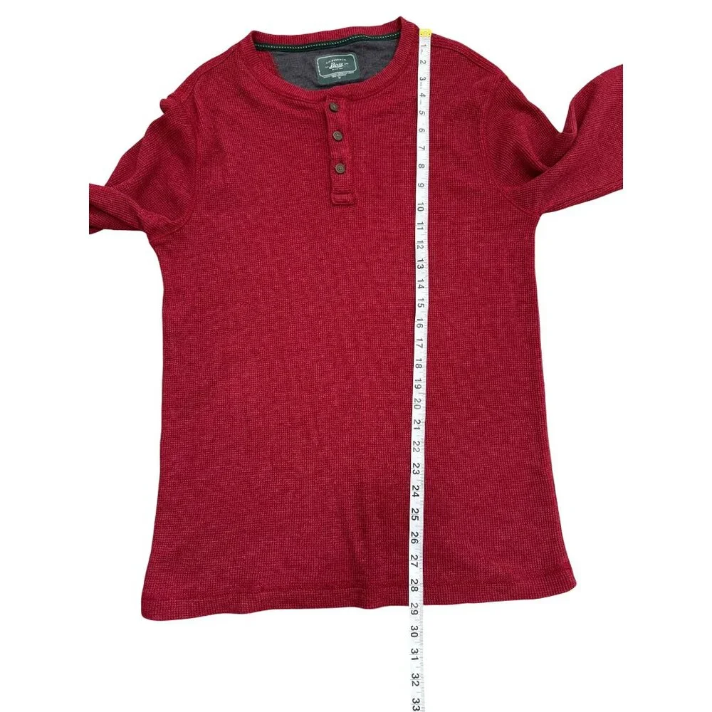 G.H. Bass & Co. Mens Red Long-Sleeve Henley Shirt Waffle Thermal Hiking Size M - Picture 6 of 6